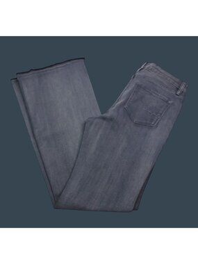 I&M Jeans USA Womens Flare Denim Jeans 11 High Rise Gray Raw Hem Stretch Juniors